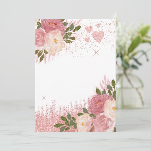 Glitz En Glam Roze Roze Goud Glitterende Blanco Kaart (Staand voorkant)