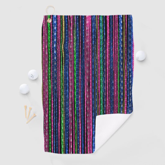 Glitz en Glam Sparkly Stripes Golfhanddoek (Insitu)