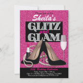 Glitz en Glamoureus Birthday Invitation Kaart (Voorkant)