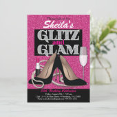 Glitz en Glamoureus Birthday Invitation Kaart (Staand voorkant)