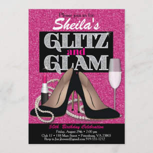 Glitz en Glamoureus Birthday Invitation Kaart
