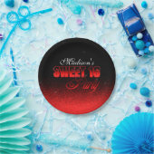 Glitz en Glamoureus Black en Red Sweet 16 Papieren Bordje (Feest)