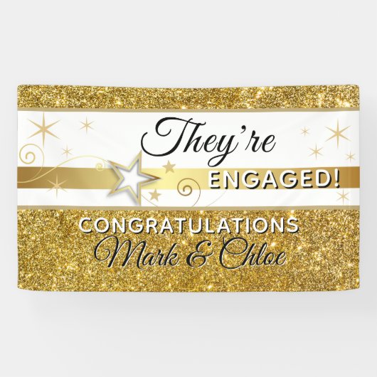 Glitz!! Felicitaties Verlovingsbanner Spandoek (Horizontaal)