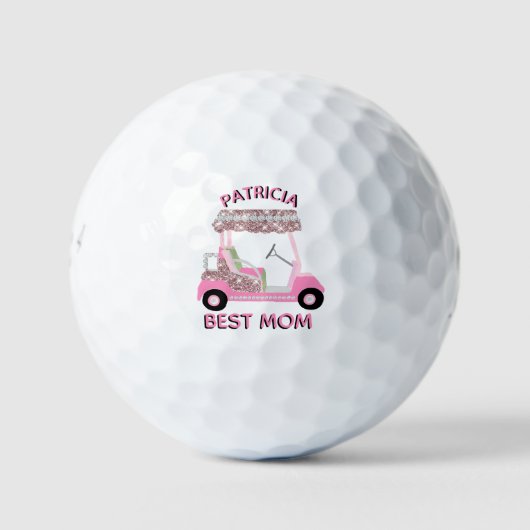 Glitz Fun Best Mam Roos Gold Diamond Cart Golfballen (Voorkant)