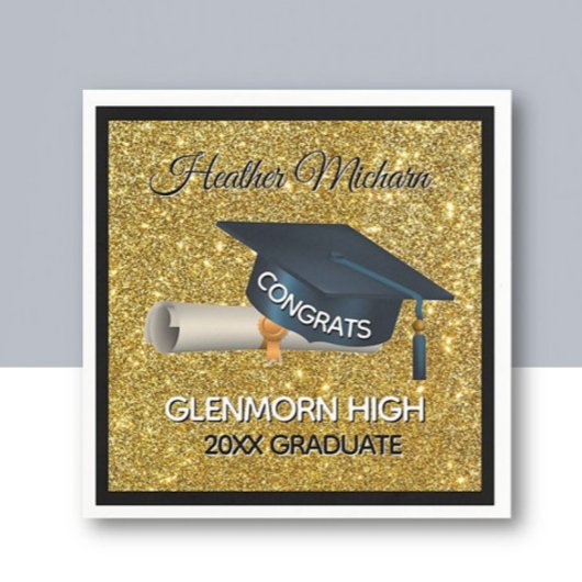 Glitz! Fun, Custom Graduation Paper Napkin Servet