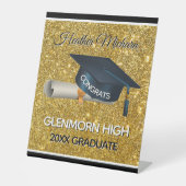 Glitz! Fun, Custom Graduation Party Reclamebord Met Voetstuk (Voorkant)