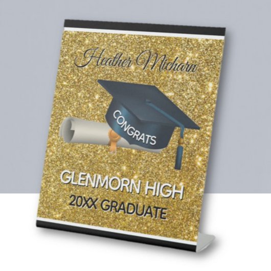 Glitz! Fun, Custom Graduation Party Reclamebord Met Voetstuk