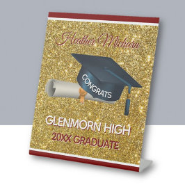 Glitz! Fun, Custom Graduation Party Reclamebord Met Voetstuk