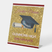 Glitz! Fun, Custom Graduation Party Reclamebord Met Voetstuk (Voorkant)