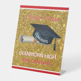 Glitz! Fun, Custom Graduation Party Reclamebord Met Voetstuk