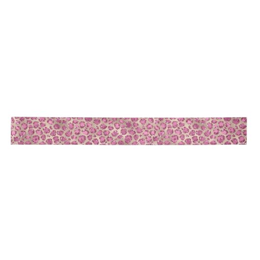 Glitz Girly Gold Gold Pink Leopard Print Glitz Satijnen Lint (Voorkant)