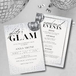 Glitz & Glam Bachelorette Party Invitation Kaart