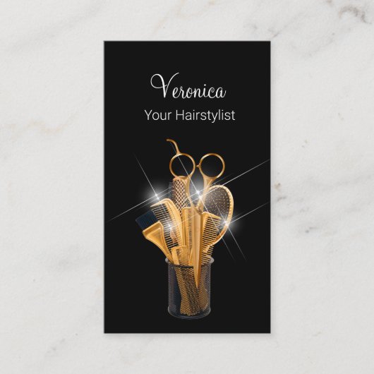 Glitz Glam Beauty Haarstylist Afspraakkaarten Visitekaartje (Voorkant)