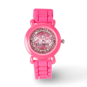 Glitz Glam Bling Glitter Pink Horloge
