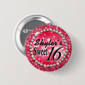 Glitz Glam Bling Sweet 16 Celebration hot roze Ronde Button 5,7 Cm (Voorkant /achterkant)