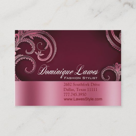 "Glitz Glam" - Classy Chic Elegant Mode Stylist Visitekaartje (Voorkant)