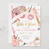 Glitz Glam Glamor Spa Party Girl Makeup Birthday Kaart (Voorkant)