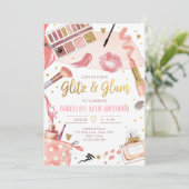 Glitz Glam Glamor Spa Party Girl Makeup Birthday Kaart (Staand voorkant)