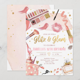 Glitz Glam Glamor Spa Party Girl Makeup Birthday Kaart
