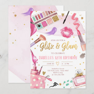 Glitz Glam Glamor Spa Party Girl Makeup Birthday Kaart