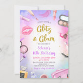 Glitz Glam Glamor Spa Party Girl Makeup Birthday Kaart (Voorkant)