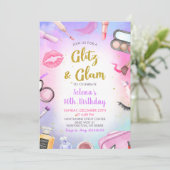 Glitz Glam Glamor Spa Party Girl Makeup Birthday Kaart (Staand voorkant)