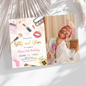 Glitz Glam Glamour Spa Party Make-up Verjaardagsfo Kaart