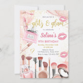 Glitz Glam Glamour Spa Party Roze make-up Verjaard Kaart (Voorkant)