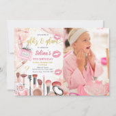Glitz Glam Glamour Spa Party Roze make-up Verjaard Kaart (Voorkant)