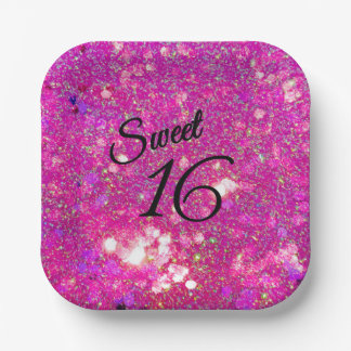 Glitz Glam Glitter Pink Sweet 16 Papier Borden! Papieren Bordje