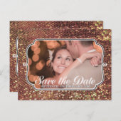 Glitz Glam Gold Save the Date Foto Briefkaart (Voorkant / Achterkant)