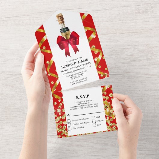 Glitz glam gouden glitter all in one uitnodiging (Afscheurbaar)