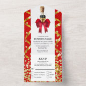 Glitz glam gouden glitter all in one uitnodiging (Binnen)