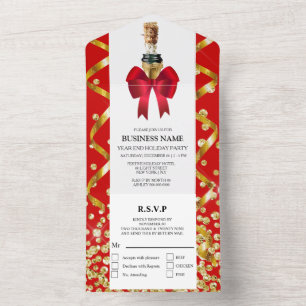 Glitz glam gouden glitter all in one uitnodiging