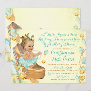 Glitz & Glam Mint Green & Yellow Baby shower Kaart
