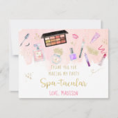 Glitz & Glam Pink Gold Spa Birthday Bedankkaart (Voorkant)