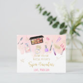 Glitz & Glam Pink Gold Spa Birthday Bedankkaart (Staand voorkant)