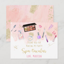 Glitz & Glam Pink Gold Spa Birthday Bedankkaart