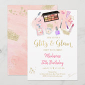 Glitz & Glam Pink Gold Spa Birthday Kaart (Voorkant / Achterkant)