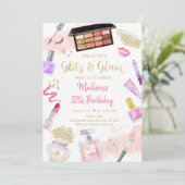 Glitz & Glam Pink Gold Spa Birthday Kaart (Staand voorkant)