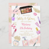 Glitz & Glam Pink Gold Spa Birthday Kaart (Voorkant / Achterkant)