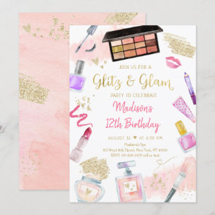 Glitz & Glam Pink Gold Spa Birthday Kaart