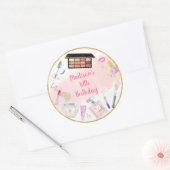 Glitz & Glam Pink Gold Spa Birthday Ronde Sticker (Envelop)