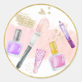 Glitz & Glam Pink Gold Spa Birthday Ronde Sticker (Voorkant)