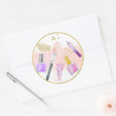 Glitz & Glam Pink Gold Spa Birthday Ronde Sticker (Envelop)