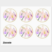 Glitz & Glam Pink Gold Spa Birthday Ronde Sticker (Vel)
