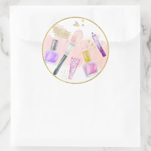 Glitz & Glam Pink Gold Spa Birthday Ronde Sticker (Tas)