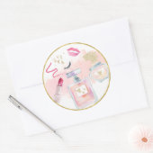 Glitz & Glam Pink Gold Spa Birthday Ronde Sticker (Envelop)