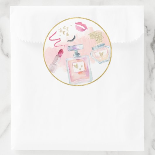 Glitz & Glam Pink Gold Spa Birthday Ronde Sticker (Tas)