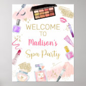 Glitz & Glam Pink Gold Spa Birthday Welkom Poster (Voorkant)
